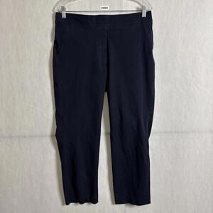 Spanx Women's Large Navy Stretch Pull On On The Go Slim Straight Ankle Pants